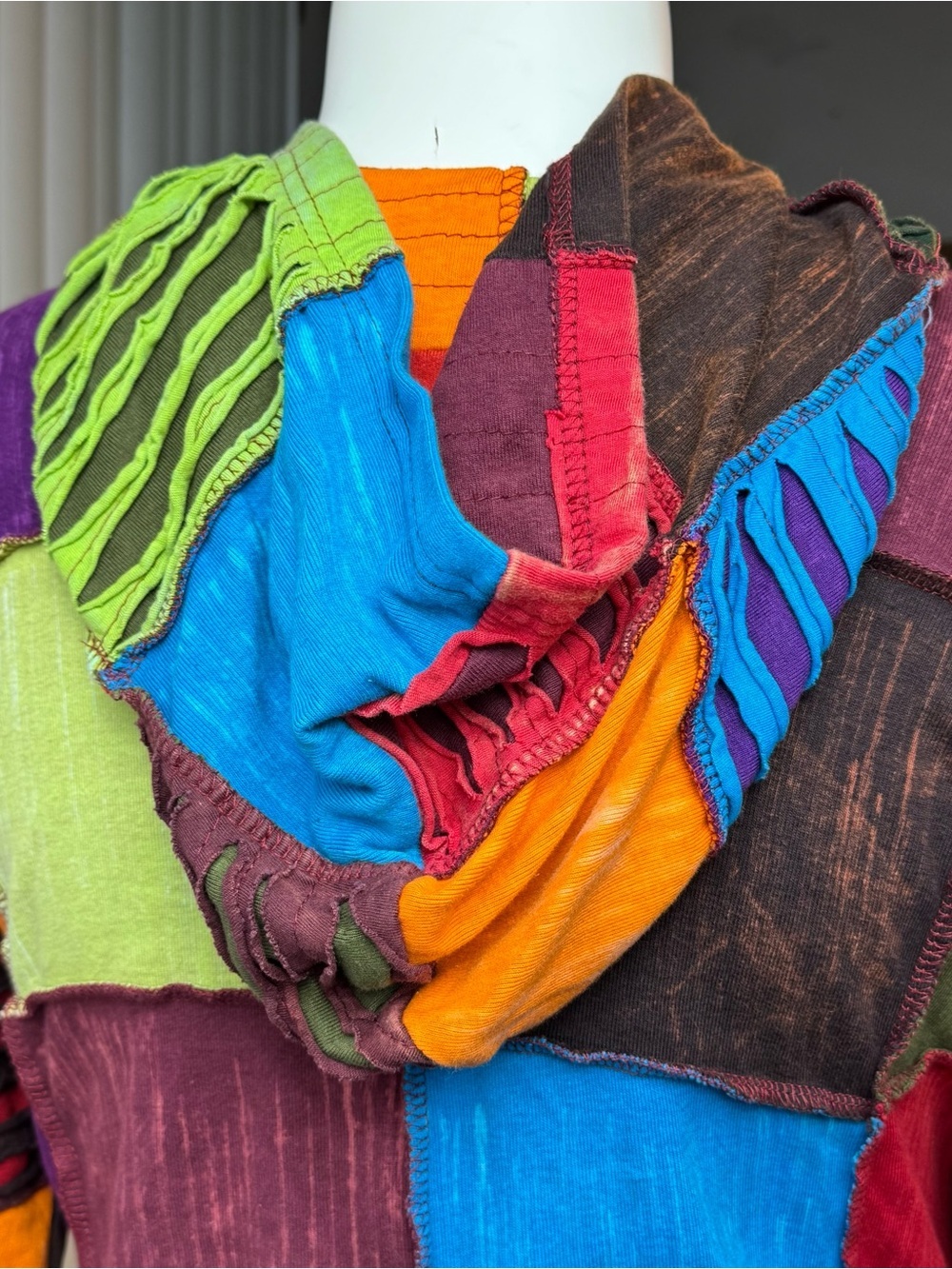 GreaterGood Patchwork Hoodie S/M 100% Cotton Nepal Boho Hippie Festival Jacket - Picture 7 of 12